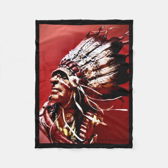 Cobertor De Velo Arte original "Chefe Nez Perce" nativa  (Frente)