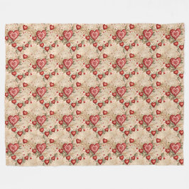 Cobertor De Velo Arte Popular Corações Vermelhos