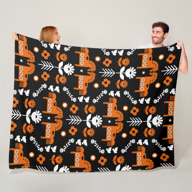 Cobertor De Velo Arte popular sobre cavalos escandinavos (In Situ)