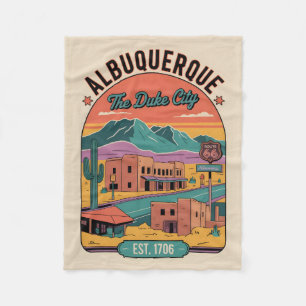 Cobertor De Velo Arte Retro da Cidade de Albuquerque Novo México Vi