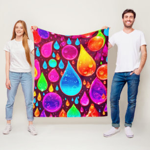 Cobertor De Velo Arte sobre o Neon Raindrops Vibrant