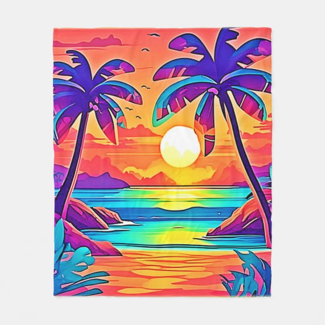 Cobertor De Velo Arte solar tropical vibrante (Frente)