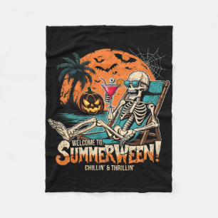 Cobertor De Velo Arte Tropical de Halloween de Skeleton Beach