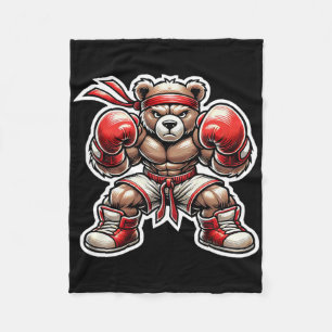 Cobertor De Velo Artes Marciais Boxe Urso de Rua Grizzly Muay Thai
