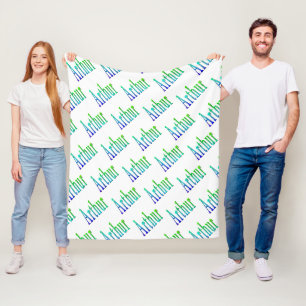 Cobertor De Velo Arthur Name Em Verde E Azul,