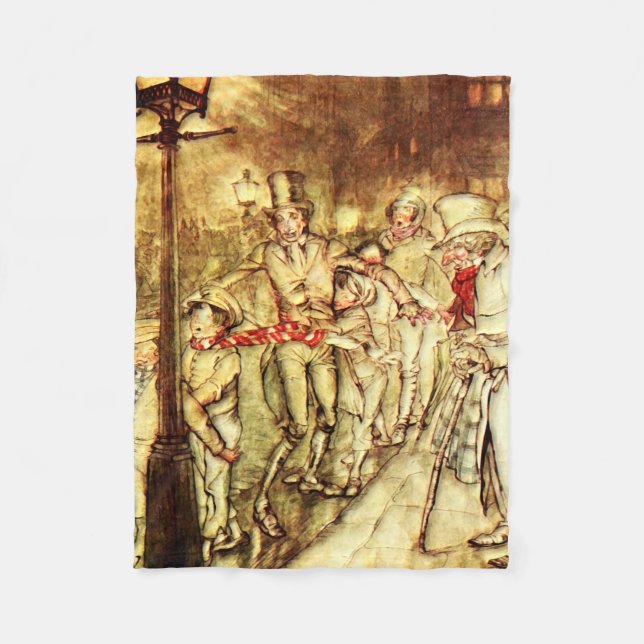 Cobertor De Velo Arthur Rackham - A Christmas Carol - Street (Frente)