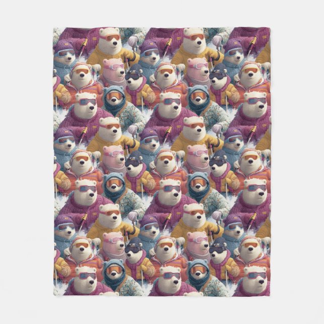 Cobertor De Velo Artic Polar Bears Ski Club (Frente)