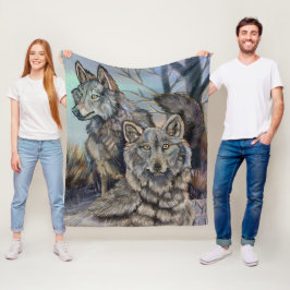 Cobertor De Velo Artic Wolves Wintery Fleece Blanket
