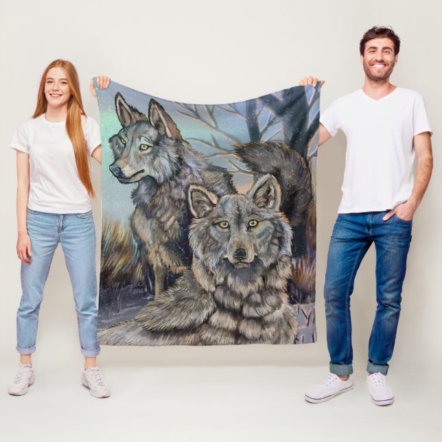 Cobertor De Velo Artic Wolves Wintery Fleece Blanket (In Situ)