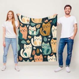 Cobertor De Velo Artsy Cat Pattern Cute