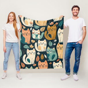 Cobertor De Velo Artsy Cat Pattern Cute