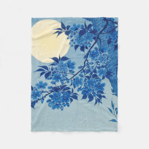 Cobertor De Velo Árvore Azul ao Luar: Noite de Flor de Cerejeira Ja