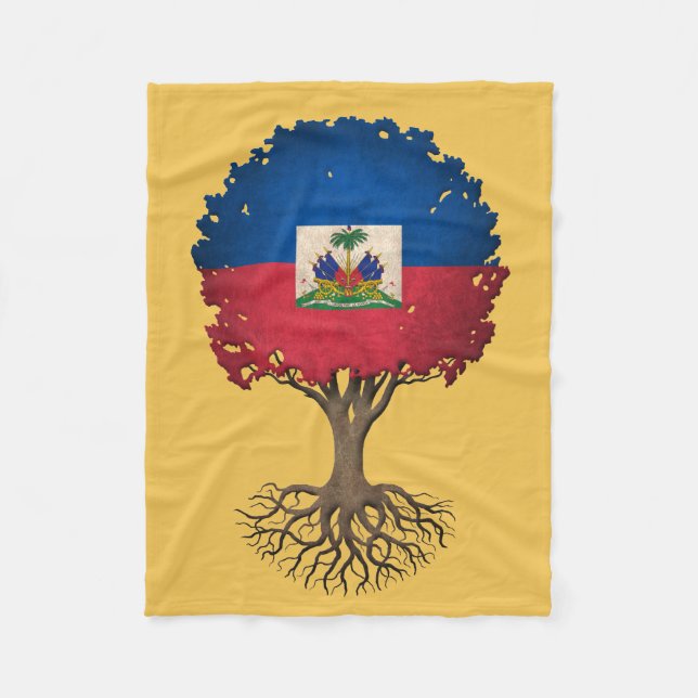 Cobertor De Velo Árvore da bandeira de vida haitiana customizável (Frente)