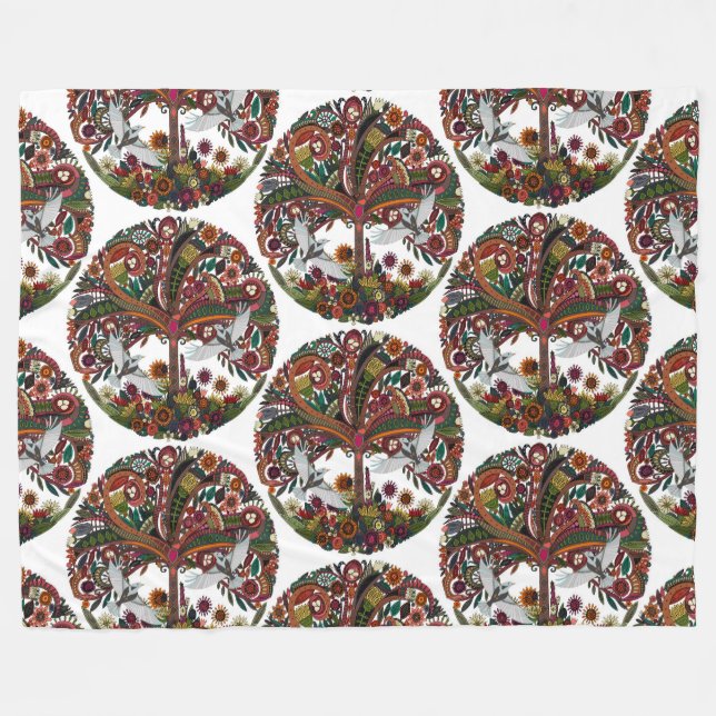 Cobertor De Velo árvore da vida branca (Frente (Horizontal))