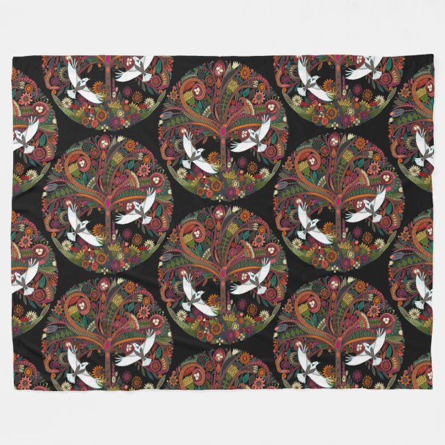 Cobertor De Velo árvore da vida negra (Frente (Horizontal))