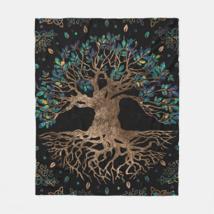 Cobertor De Velo Árvore da vida - Ouro de iggdrasil e ornamento de