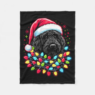 Cobertor De Velo Árvore de Natal Black Labradoodle Luzes de Natal D