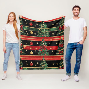 Cobertor De Velo Árvore de Natal Brilhante - Listras Vermelhas Pret