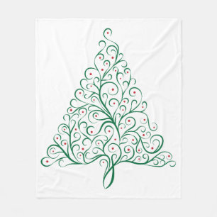 Cobertor De Velo Árvore de Natal da Caligrafia Vermelha e Verde