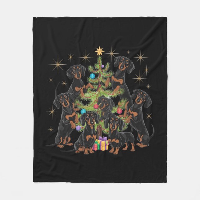 Cobertor De Velo Árvore de Natal Dachshund (Frente)