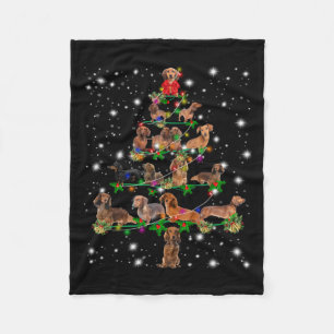 Cobertor De Velo Árvore De Natal Dachshund Coberta Por Lâmpada De