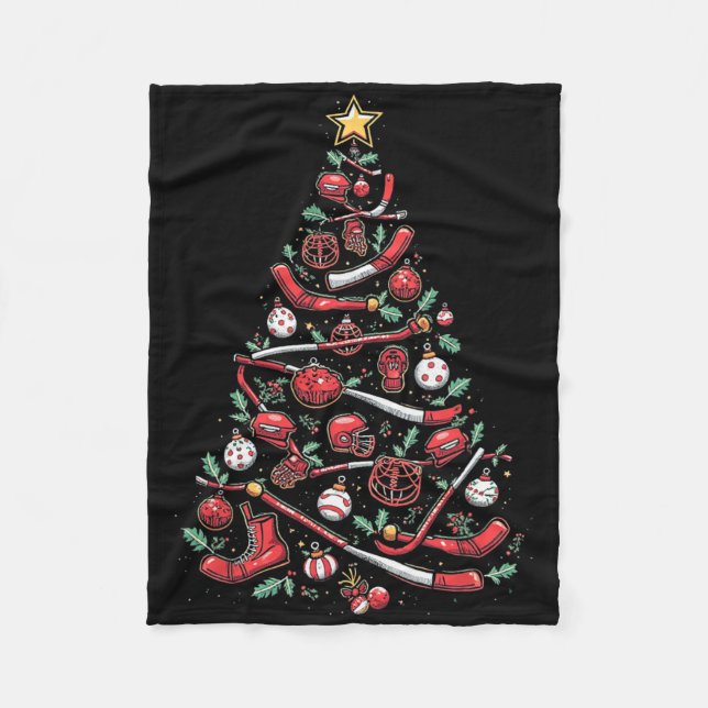 Cobertor De Velo Árvore de Natal de Hóquei (Frente)