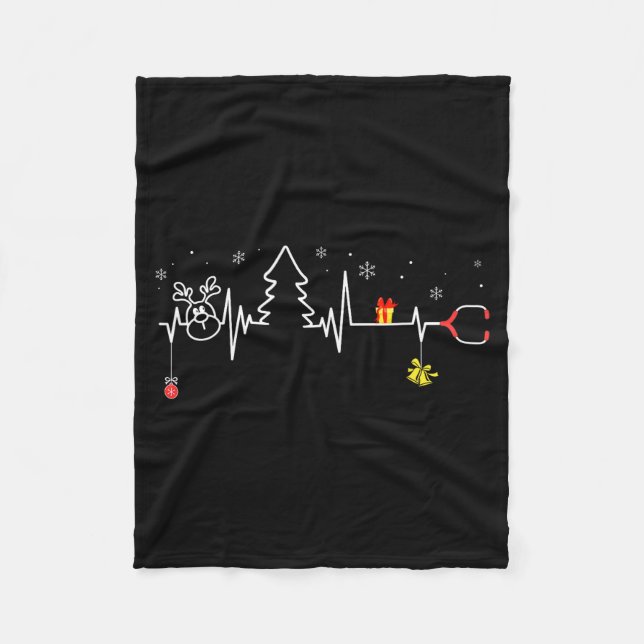 Cobertor De Velo Árvore de Natal Devoxtee Batimento Cardíaco Natal  (Frente)