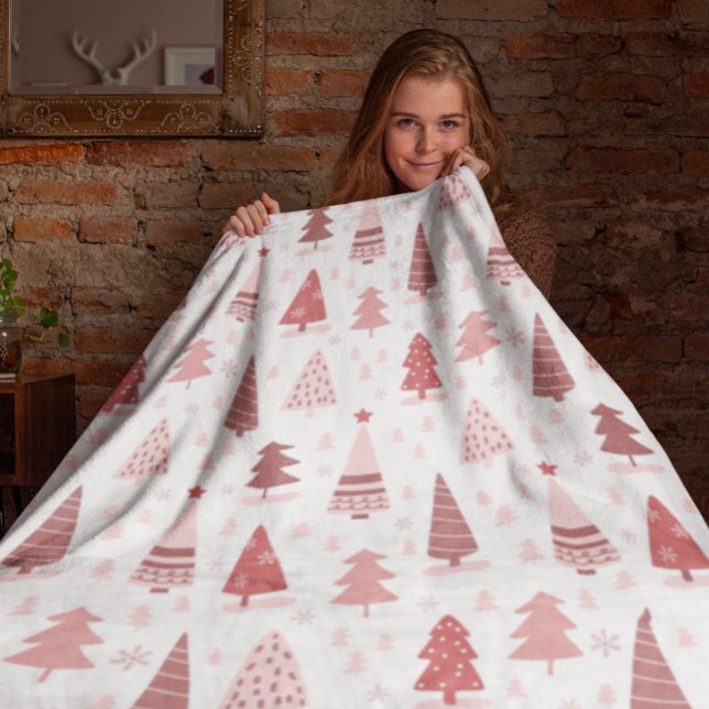 Cobertor De Velo Árvore de Natal em Aquarela Rosa Dourado Festa de  (Criador carregado)