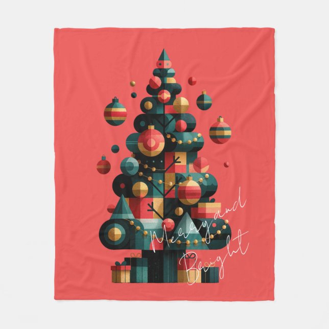 Cobertor De Velo Árvore de Natal Geométrica (Frente)
