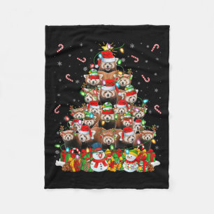 Cobertor De Velo Árvore de Natal Iluminada Panda Vermelho Papai Noe