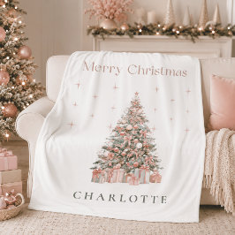 Cobertor De Velo Árvore de Natal Modern Blush Personalizada de Féri