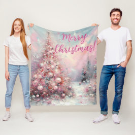 Cobertor De Velo Árvore de Natal Rosa Caprichosa Personalizada