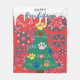 Cobertor De Velo Árvore de Natal vermelha com ornamentos de patas