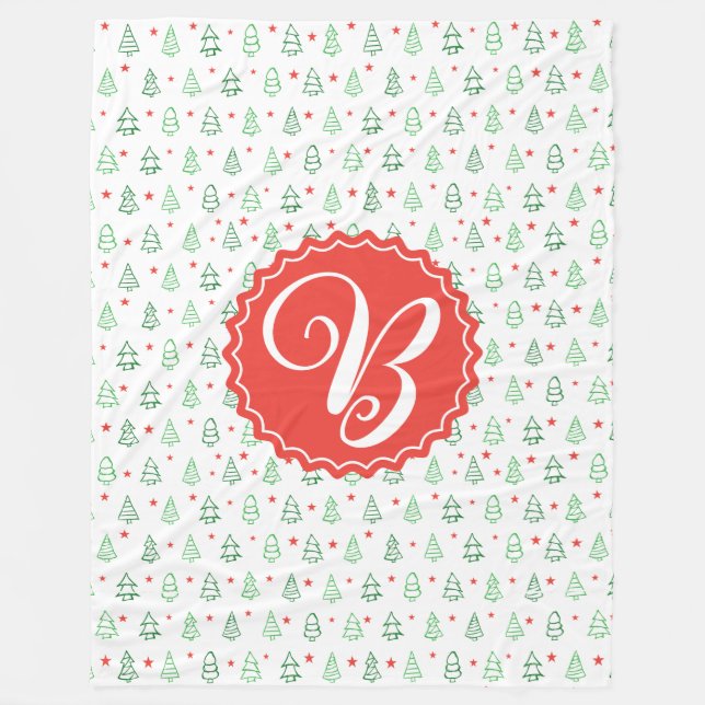 Cobertor De Velo Árvore de Natal Vermelha e Verde (Frente)