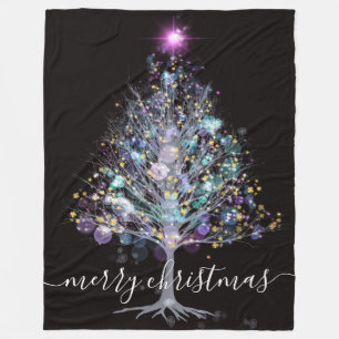 Cobertor De Velo Árvore iluminada pastel de Natal feliz com estrela