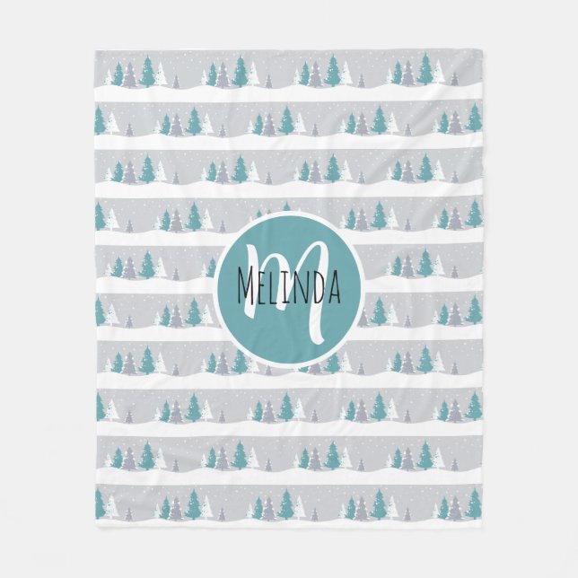 Cobertor De Velo Árvores de inverno e Cinzas de luz de neve (Frente)