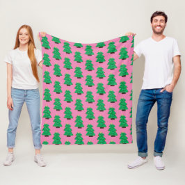 Cobertor De Velo Árvores de Natal bonitas a rosa