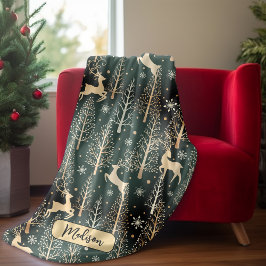 Cobertor De Velo Árvores de Natal bonitas monograma verde