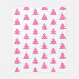 Cobertor De Velo Árvores de Natal Contemporâneas Rosa