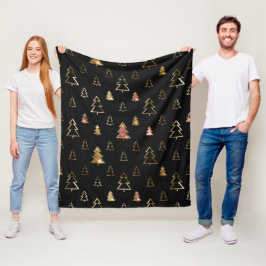 Cobertor De Velo Árvores de Natal de Metal Falso Preto e Dourado de