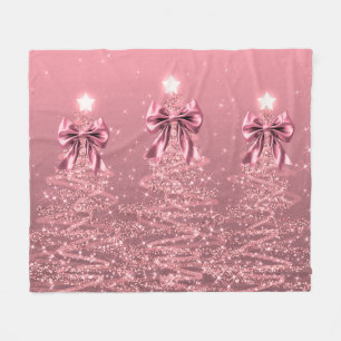 Cobertor De Velo Árvores de Natal Espelhadas Pink Blush com Laço Fa