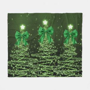 Cobertor De Velo Árvores de Natal Espelhadas Verdes com Laço Falso