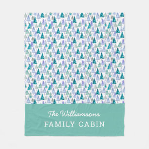 Cobertor De Velo Árvores de Natal Rustic Cabin Green Lilac Personal