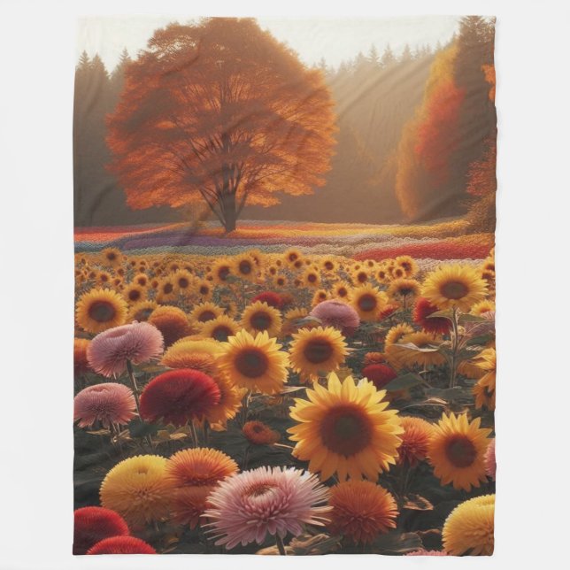 Cobertor De Velo Árvores de outono/campo com mães (Frente)