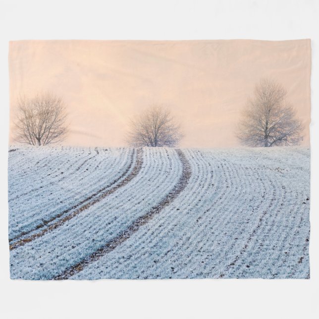 Cobertor De Velo Árvores de Paisagem de Inverno com Geada - (Frente (Horizontal))