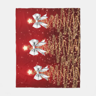 Cobertor De Velo Árvores Espelhadas de Natal Vermelho Dourado Prata