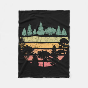 Cobertor De Velo Árvores Florestais Pôr do Sol Retro Gráfico Vintag