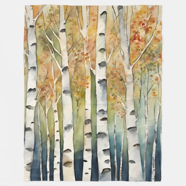 Cobertor De Velo Árvores Natureza Da Madeira De Blanket Birch Deixa (Frente)