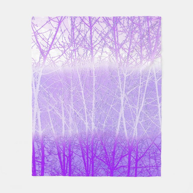 Cobertor De Velo Árvores Nebulosas Congeladas em Lilás Lavanda (Frente)