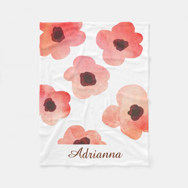 Cobertor De Velo As flores corais lunáticas da aguarela (Frente)